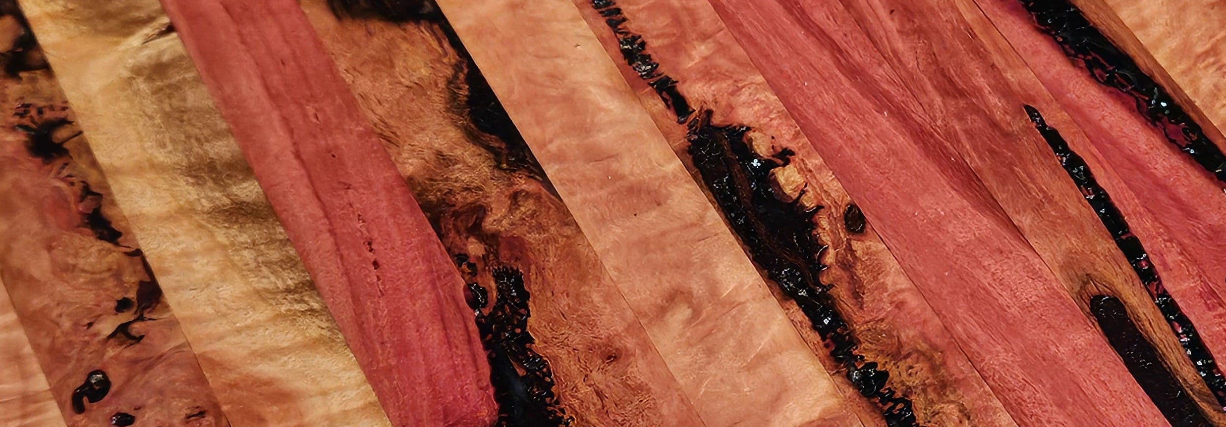 Wooden cutting board with a unique grain pattern on a wooden surface